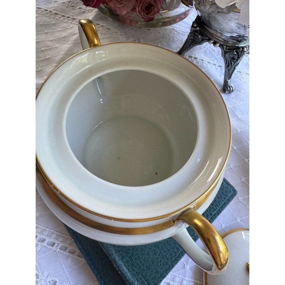 Vintage Schönwald Bavaria EAMAG Empire Porcelain GOLD rim Sugar Bowl Covered Lid - Picture 4 of 16